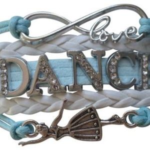 Grils Dance Rhinestone Bracelet - Blue & White